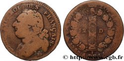 LOUIS XVI (MONARQUE CONSTITUTIONNEL)  12 deniers dit &nbsp;au faisceau&nbsp;, type FRANÇAIS 1792 Strasbourg