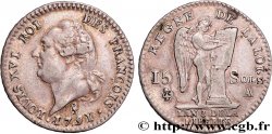 LOUIS XVI (MONARQUE CONSTITUTIONNEL)  15 sols dit  au génie , type FRANÇOIS 1791 Paris TTB