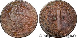 LOUIS XVI (MONARQUE CONSTITUTIONNEL)  3 deniers dit  au faisceau , type FRANÇAIS 1792 Strasbourg TB+