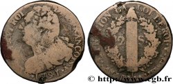 LOUIS XVI (MONARQUE CONSTITUTIONNEL)  2 sols dit  au faisceau , type FRANÇOIS 1791 Paris