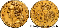 LOUIS XV THE BELOVED Demi-louis d’or aux écus ovales, tête ceinte d’un bandeau 1743 Paris