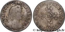 LOUIS XIV LE GRAND OU LE ROI SOLEIL Quatre sols à la croix formée de lis 1677 Vimy-en-Lyonnais (actuellement Neuville-sur-Saône)