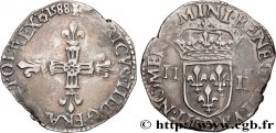 HENRY III Quart d écu, croix de face 1588 Rouen