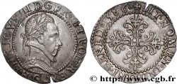 LA LIGUE. MONNAYAGE AU NOM D HENRI III Demi-franc au col plat 1586 (1591-1592) Poitiers SUP