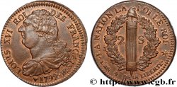 LOUIS XVI (MONARQUE CONSTITUTIONNEL)  2 sols dit  au faisceau  1792 Strasbourg SPL