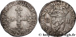 HENRY III Quart d écu, croix de face 1588 Rennes