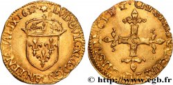 LOUIS XIII LE JUSTE Écu d or au soleil, à la croix bâtonnée et fleuronnée 1637 Saint-Lô SUP
