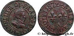HENRI III Denier tournois, 1er type de Paris 1587 Paris, Moulin des Étuves