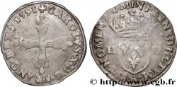 CHARLES X, CARDINAL DE BOURBON Quart d écu, croix de face 1591 Paris