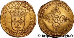 LOUIS XIII Écu d or au soleil, à la croix anillée fleurdelisée 1641 Rouen AU