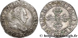 THE LEAGUE. COINAGE IN THE NAME OF HENRY III Quart de franc au col plat (gaufré) 1587 Poitiers AU