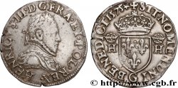 HENRY III Demi-teston, 3e type, col gaufré 1575 Poitiers