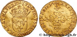 LOUIS XIII  Écu d or au soleil, à la croix anillée fleurdelisée 1634 Amiens