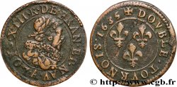 LOUIS XIII LE JUSTE Double tournois, 2e type 1635 Stenay