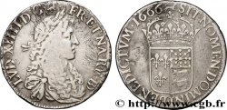 LOUIS XIV LE GRAND OU LE ROI SOLEIL Écu de Béarn, portrait apollinien 1666 Pau TB+/TTB