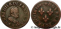 HENRY IV Double tournois, 2e type de Paris (légende française) 1608 Paris